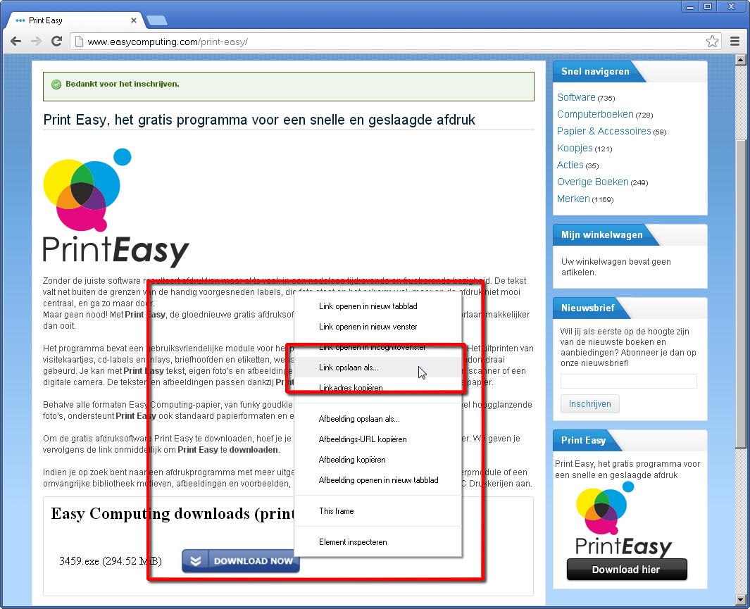 Print Easy downloaden lukt niet